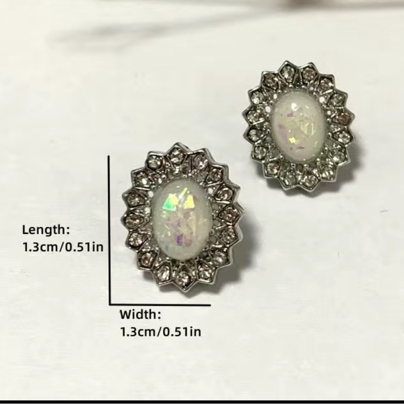 Stunning Golden Opal & Silver Filled Pierced Gemstone Boho Glam Earrings - Picture 6 of 8